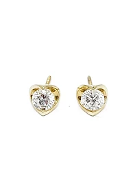 14K Yellow Gold cttw Canadian Diamond Mezza Luna Earrings with Screw Backs