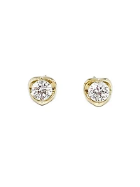 14K Yellow Gold cttw Canadian Diamond Mezza Luna Earrings with Screw Backs