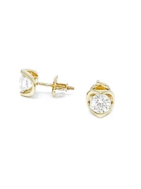 14K Yellow Gold cttw Canadian Diamond Mezza Luna Earrings with Screw Backs