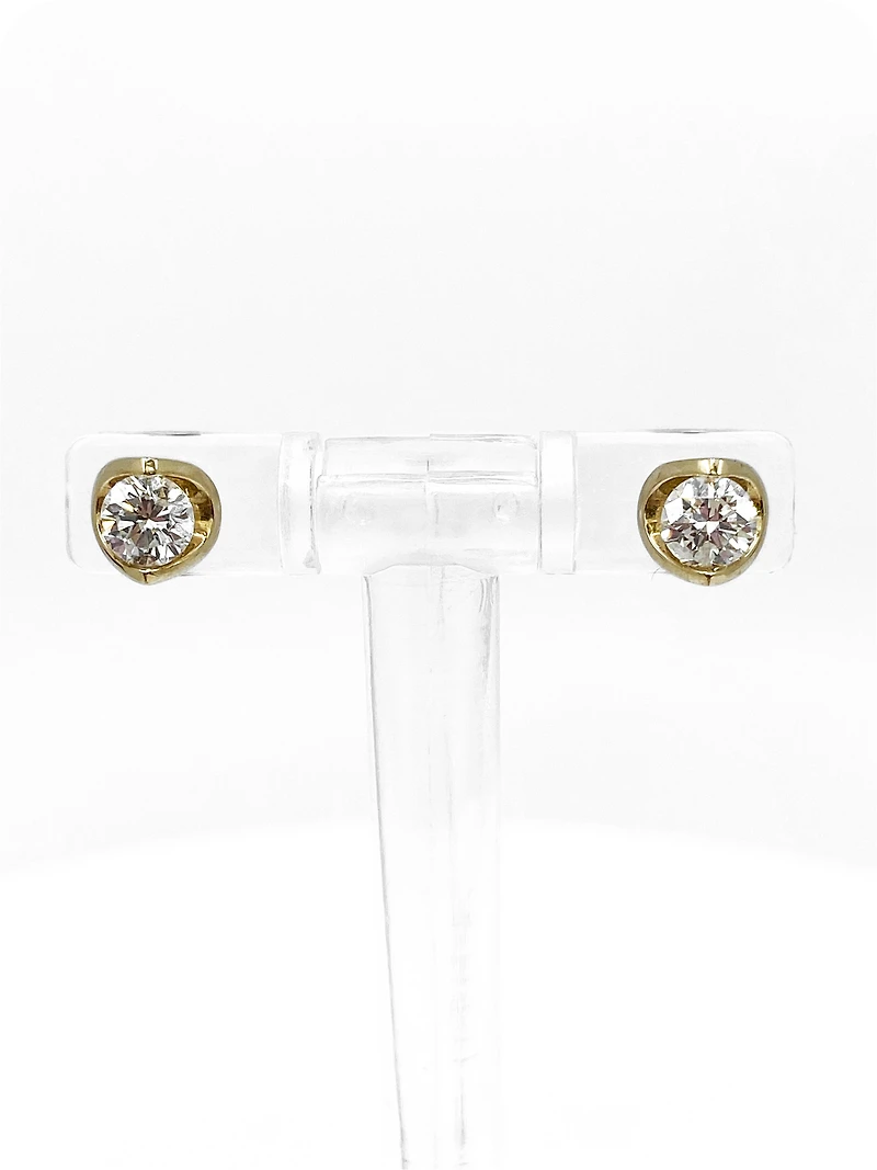 14K Yellow Gold cttw Canadian Diamond Mezza Luna Earrings with Screw Backs