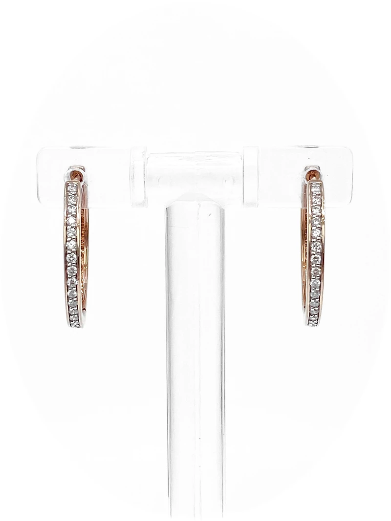 10K Rose Gold 0.25cttw Diamond Hoop Huggie Hinged Earrings