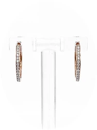 10K Rose Gold 0.25cttw Diamond Hoop Huggie Hinged Earrings