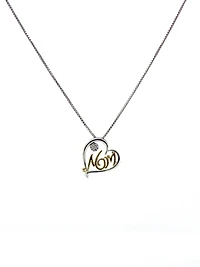 Sterling Silver & 10K Yellow Gold Two Tone Diamond Mom Pendant