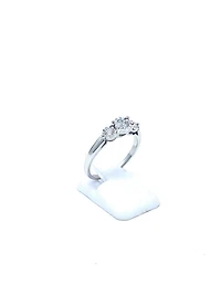10K White Gold 0.29cttw 3 Stone Diamond Engagement Ring - Size 6.5