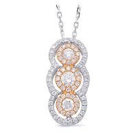 14K White & Rose Gold 0.43cttw Diamond Pendant, 18"