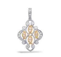 14K White & Yellow Gold 0.49cttw Diamond Pendant, 18"