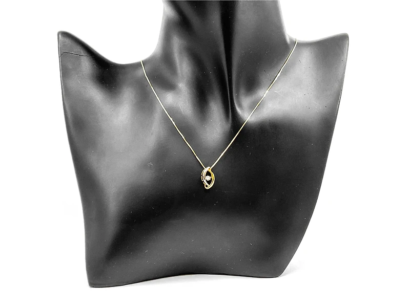 10K White and Yellow Gold 0.09cttw Diamond Pendant, 18"