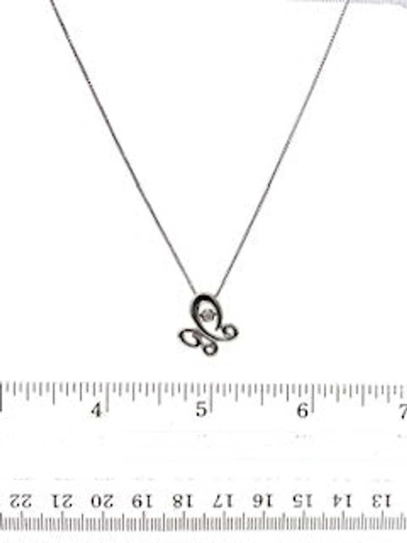 Sterling Silver 0.03cttw Diamond Butterfly Necklace, 18"