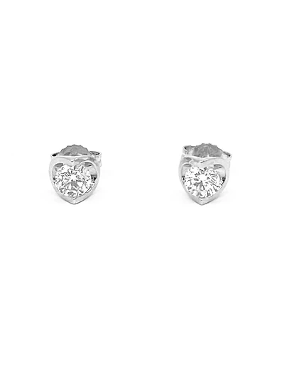 14K White Gold 0.30cttw Canadian Diamond Mezza Luna Earrings with Screw Backs