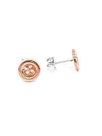 10K Rose Gold 0.04cttw Diamond Button Stud Earrings