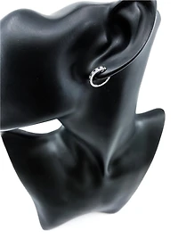 10K White Gold 0.20cttw Genuine Sapphire & 0.04cttw Diamond  Hoop Huggie Hinged Earrings