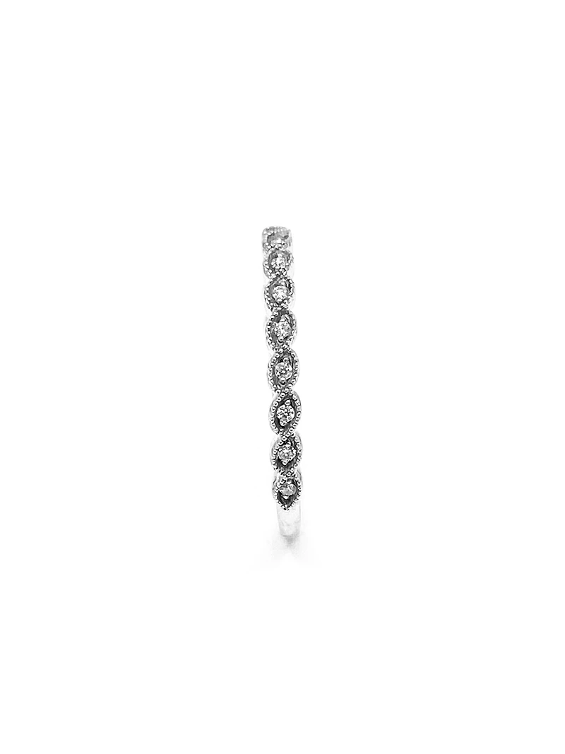 10K White Gold 0.07ctt Diamond Round-Cut Ring, Size 7