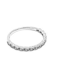 10K White Gold 0.07ctt Diamond Round-Cut Ring, Size 7