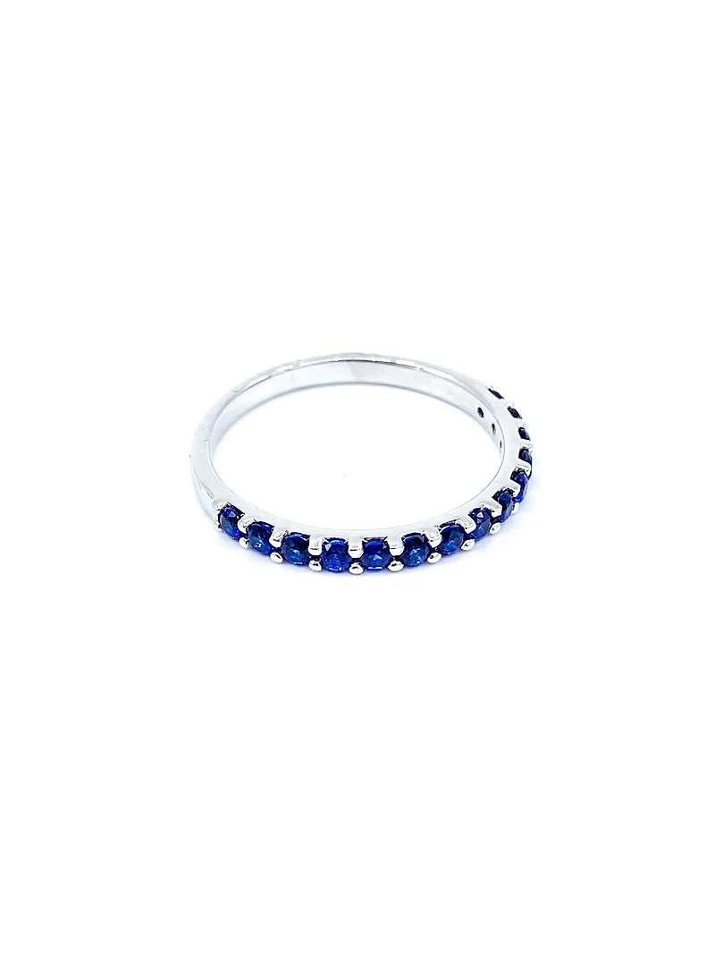 10K White Gold Created Sapphire Ring, size 6.5