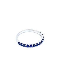 10K White Gold Created Sapphire Ring, size 6.5