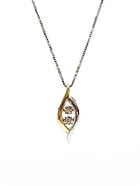 10K White and  Yellow Gold 0.02cttw Diamond Pulse Pendant, 18"
