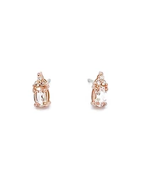 10K Rose Gold 0.50cttw Genuine Oval Cut Morganite & 0.05cttw Diamond Stud Earrings