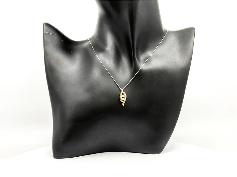 10K White and  Yellow Gold 0.02cttw Diamond Pulse Pendant, 18"