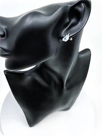 10K White Gold  Blue Topaz &  Diamond Stud Earrings