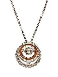 10K White & Rose Gold 0.38cttw Diamond Eternity / Double Circle Necklace, 18"