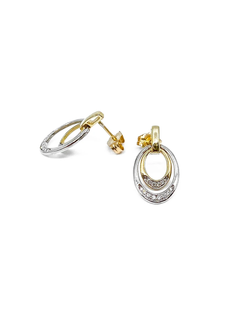 10K White & Yellow Gold 0.10cttw Diamond Double Eternity Earrings
