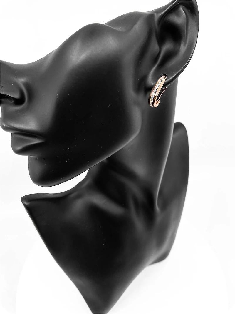 10K Rose Gold 0.25cttw Diamond Hoop Huggie Hinged Earring
