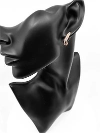 10K Rose Gold 0.25cttw Diamond Hoop Huggie Hinged Earring