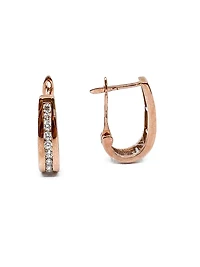 10K Rose Gold 0.25cttw Diamond Hoop Huggie Hinged Earring