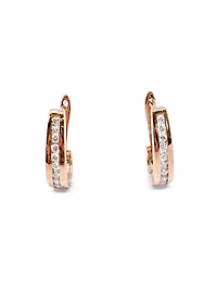 10K Rose Gold 0.25cttw Diamond Hoop Huggie Hinged Earring