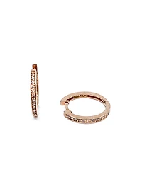 10K Rose Gold 0.15cttw Diamond Hoop Huggie Hinged Earrings