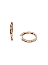 10K Rose Gold Diamond Hoop Huggie Hinged Earrings