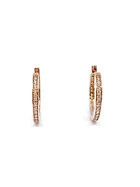 10K Rose Gold 0.15cttw Diamond Hoop Huggie Hinged Earrings