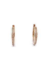 10K Rose Gold Diamond Hoop Huggie Hinged Earrings