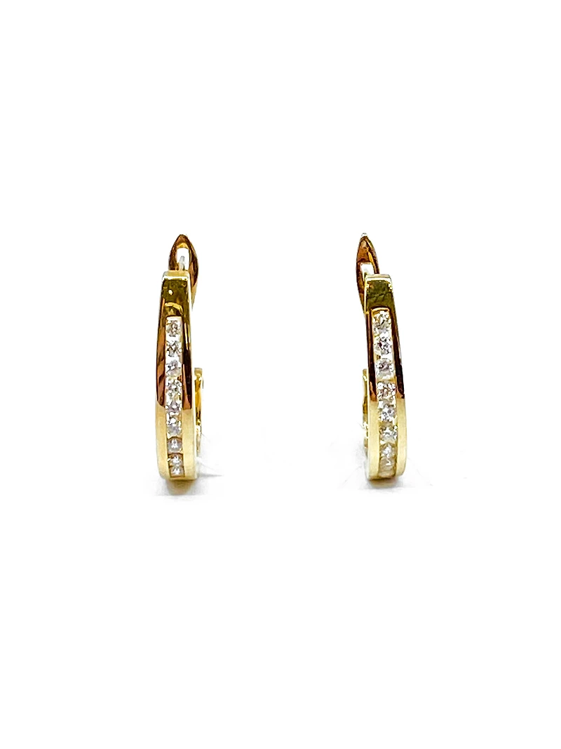 10K Yellow Gold 0.25cttw Diamond Hoop Earrings