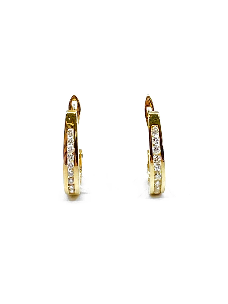 10K Yellow Gold 0.75cttw Diamond Hoop Earrings