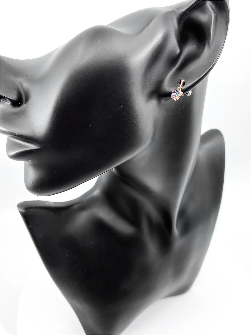 10K White & Rose Gold 1.20cttw Mystic Topaz and 0.02cttw Diamond Stud / Dangle / Drop Earring