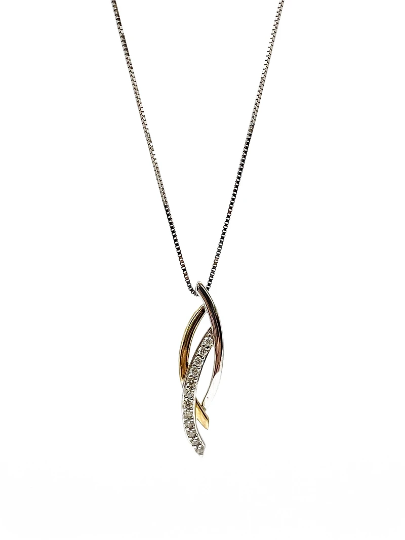 10K White & Yellow Gold 0.11cttw Diamond Necklace, 18"