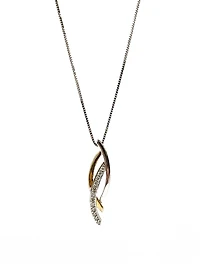 10K White & Yellow Gold 0.11cttw Diamond Necklace, 18"