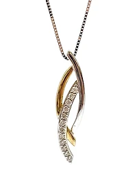 10K White & Yellow Gold 0.11cttw Diamond Necklace, 18"