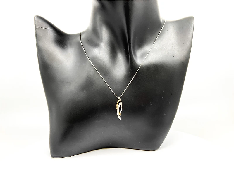10K White & Yellow Gold 0.11cttw Diamond Necklace, 18"