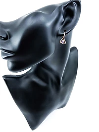 14K Rose Gold 0.32cttw Pear Cut Tanzanite & 0.048cttw Diamond Stud Dangle Drop Earrings
