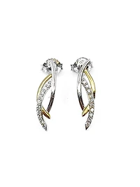 10K Yellow & White Gold 0.10cttw Diamond Dangle Drop Earrings