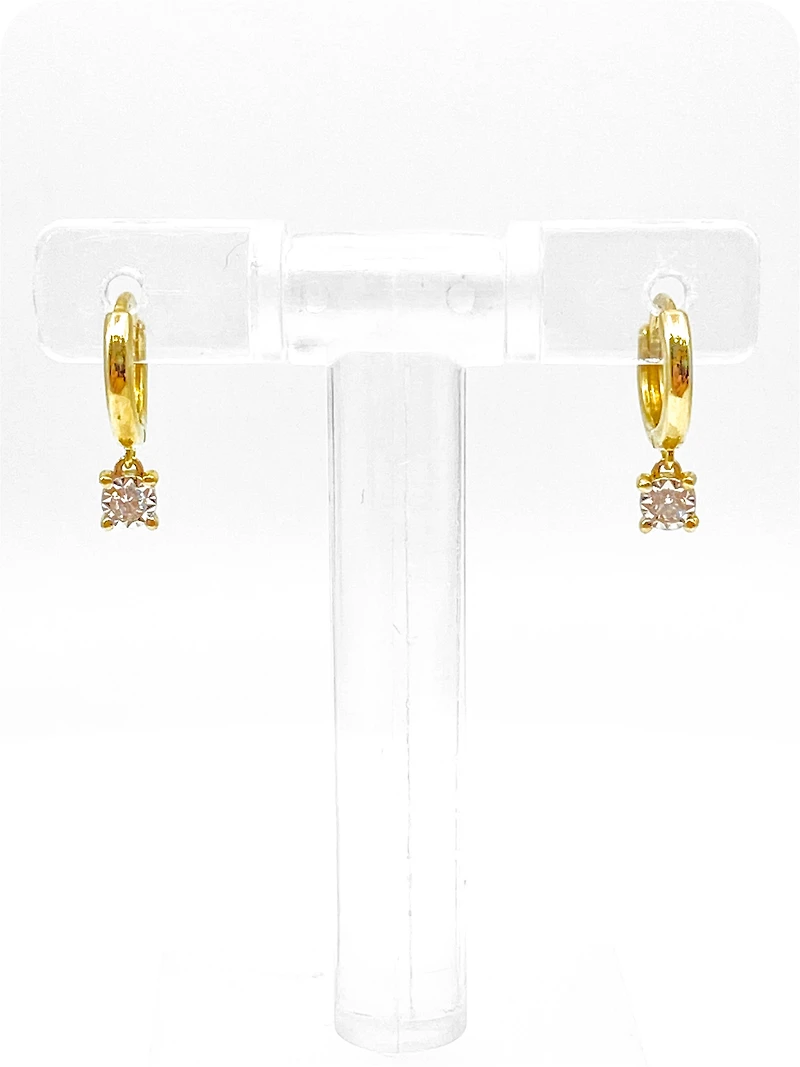 10K Yellow Gold 0.06cttw Diamond Dangle Drop Earrings