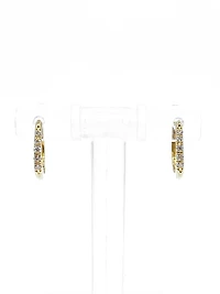 10K Yellow Gold 0.15cttw Diamond Hoop Hinged Huggie Earrings