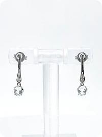 10K White Gold 0.64cttw Aquamarines & 0.012cttw Diamond Dangle / Drop Earrings