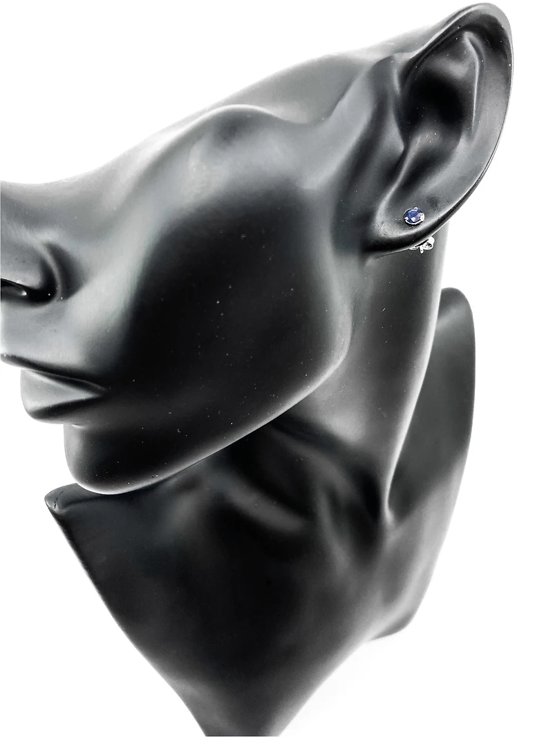 10K White Gold 0.60cttw Genuine Sapphire Stud Earrings