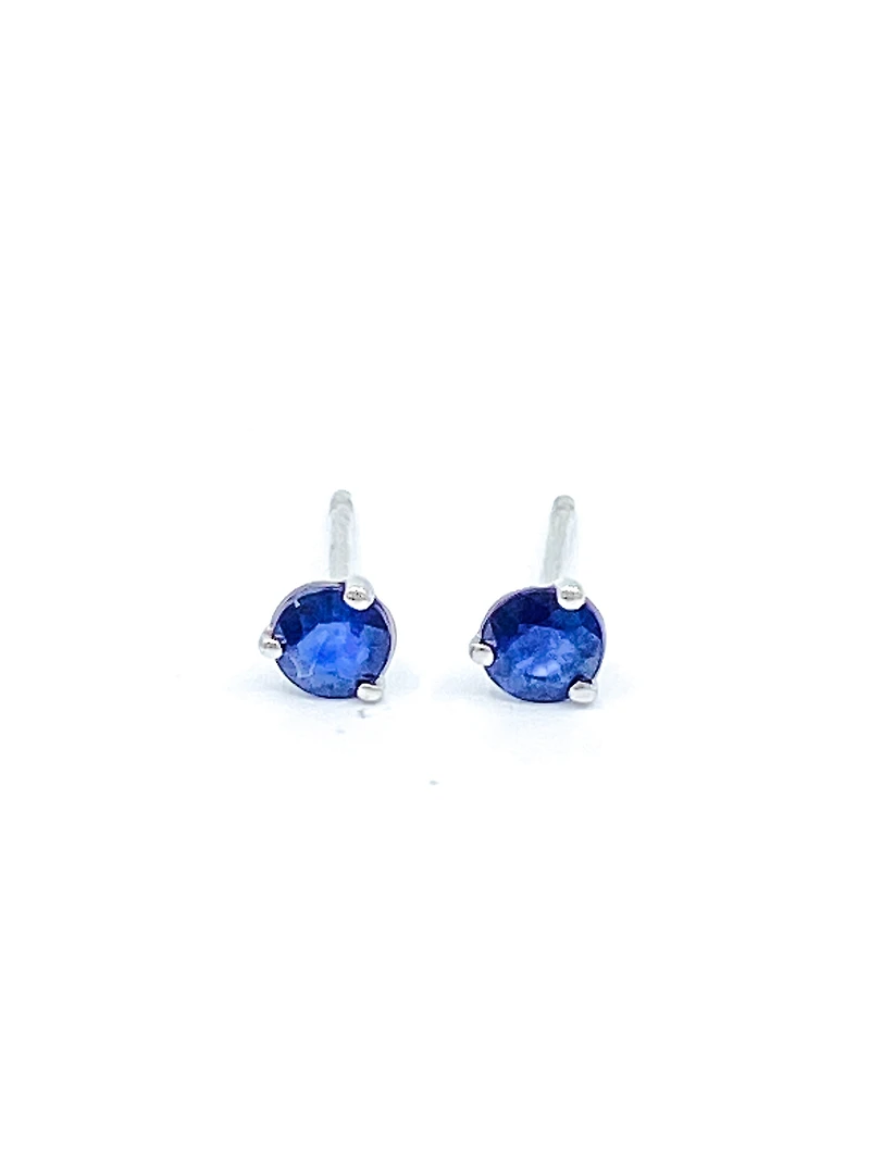 10K White Gold 0.60cttw Genuine Sapphire Stud Earrings