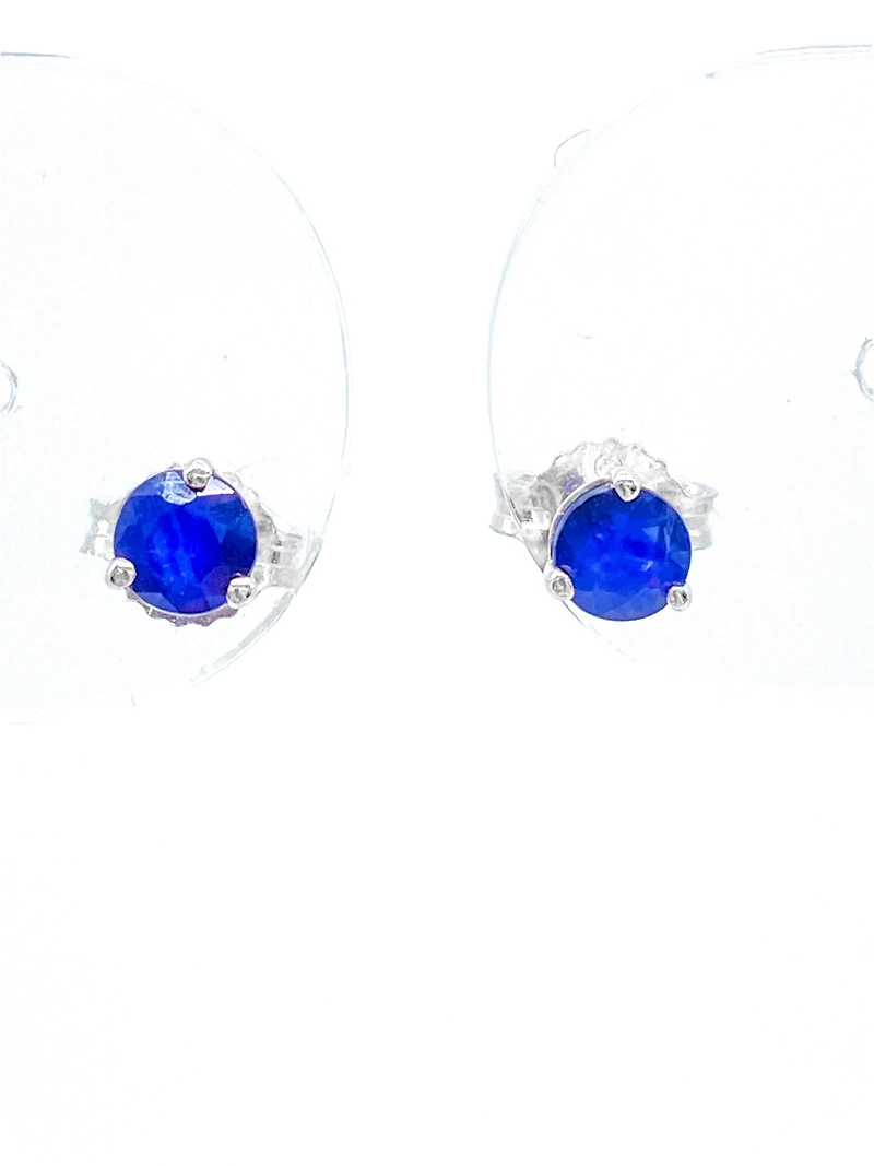 10K White Gold 0.60cttw Genuine Sapphire Stud Earrings