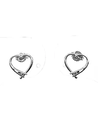 10K White Gold 0.02cttw Diamond Heart Stud Earrings