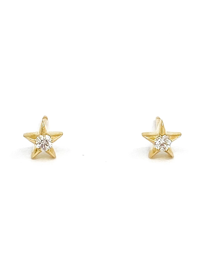 10K Yellow Gold 0.125cttw Canadian Diamond Star Stud Earrings